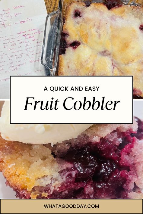 Add this sweet old-fashioned fruit cobbler to your dessert recipes collection. This cobbler can be made with fresh, frozen, or canned fruit so you can enjoy a fruit cobbler year round. Pie, Easy Fruit Cobbler Recipes, Canned Fruit Cobbler Recipes Easy, Frozen Fruit Cobbler Recipes Easy, Easy Cobbler Recipes 4 Ingredients, Quick Cobbler Recipe, Frozen Fruit Cobbler, Fruit Cobbler Recipes Easy, Canned Fruit Recipes