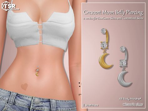 The Sims Resource - Sims 4 - Piercings - WisteriaSims - For Woman - Crescent Moon BellyPiercing Set Sims 4 Industrial Piercing Cc, Sims 4 Body Piercings Cc, Sims 4 Bridge Piercing, Sims 4 Cc Belly Piercing Patreon, Belly Button Piercing Sims 4 Cc, Sims4 Piercing Cc, Sims 4 Cc Accessories Piercing, Sims Piercing Cc, Cc Sims 4 Piercing