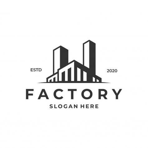 Factory Logo, Corporate Id, Zestaw Ikon, Logo Retro, City Logo, Line Sketch, Industry Logo, Industrial Park, Factory Design