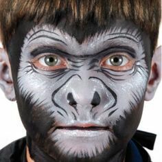 MAKEUP: gorilla Monkey Face Paint, Bear Face Paint, Animal Face Paintings, Girl Face Painting, Face Painting Easy, Face Art Makeup, Monkey Face, Kids Face Paint, Face Paintings