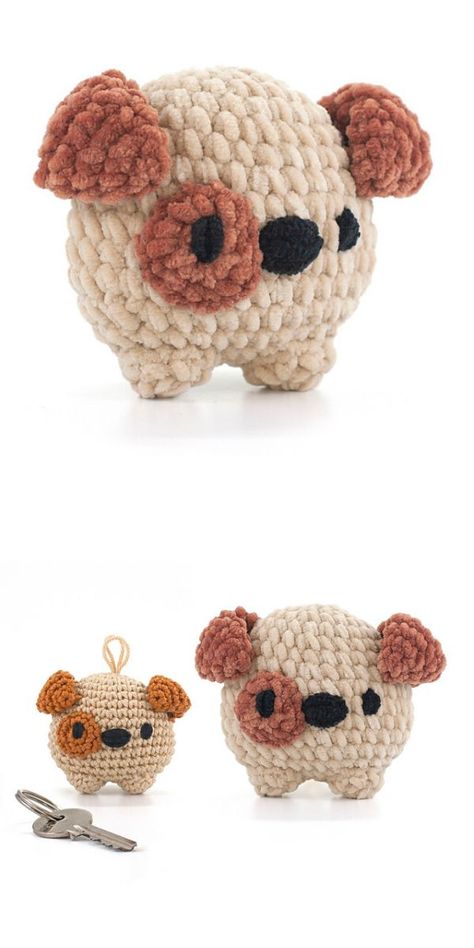 Dog Amigurumi Keychain, Dog Crochet Amigurumi, Crochet Dog Plushies, Crochet Keychain Dog, Crochet Dog Keychain Free Pattern, Easy Dog Crochet Patterns Free, How To Crochet Amigurumi For Beginners, How To Crochet A Dog, Crochet Dog Amigurumi Free Pattern