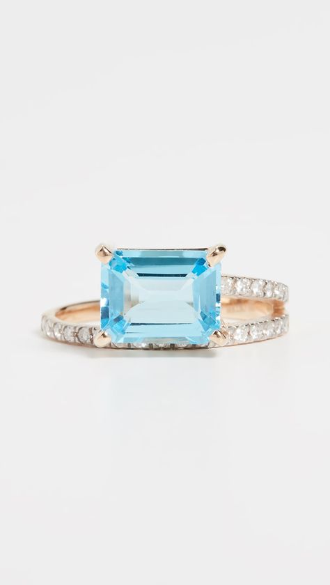 Rectangle Cuts: Mateo 14k Blue Topaz Point of Focus Ring Leaf Engagement Ring, Trending Engagement Rings, Ring Trends, Curved Wedding Band, Morganite Engagement, Morganite Engagement Ring, Emerald Engagement Ring, Anniversary Gift For Her, Diamond Cluster