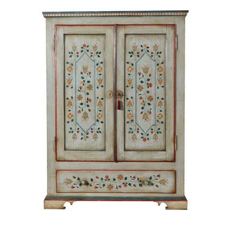 17th-Century-Style Tyrolean Landscape Wardrobe Vangelista 1960 | Artemest Old Wardrobe Makeover, Mirror Paintings, Vintage Hand Painted Furniture, Cabinet Door Ideas, Hand Painted Dressers, Painted Armoire, Painted Wardrobe, Furniture Storage Cabinets, Home Decor Ideas Living Room