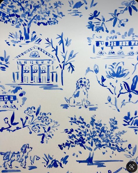 Coastal Pattern Design, Gina Langford, Blue And White Painting, Toile Wedding, Blue And White Watercolor, Watercolor Pattern Design, Toile Design, Chinoiserie Pattern, Watercolor Patterns