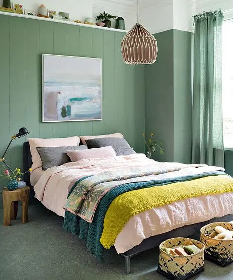 15 Latest Bedroom Designs For Couples In 2021 | Styles At Life Green Bedroom Walls, Green Bedroom Design, Design Ložnic, Green Bedroom Decor, Sage Green Bedroom, Decor Ikea, Small Bedroom Designs, Green Bedroom, Green Walls