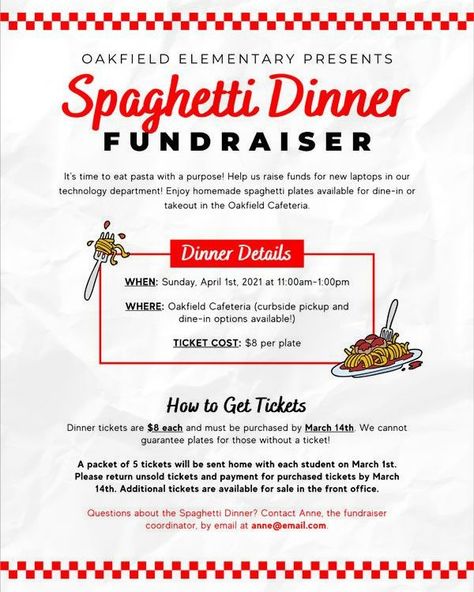 Spaghetti Dinner Fundraiser Ideas, Spaghetti Dinner Fundraiser, Car Wash Fundraiser, Dance Fundraisers, Raffle Ideas, Community Fundraiser, Donation Letter, Pta Fundraising, Bbq Plates