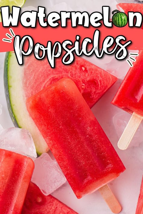 Fresh Fruit Ice Pops, Frozen Ice Pops Homemade Popsicles, Frozen Popsicle Recipes Healthy, Diy Watermelon Popsicles, Fresh Popsicle Recipe, Fruit Freezer Pops, Watermelon Freezer Pops, Easy Healthy Popsicle Recipes, How To Make Watermelon Popsicles