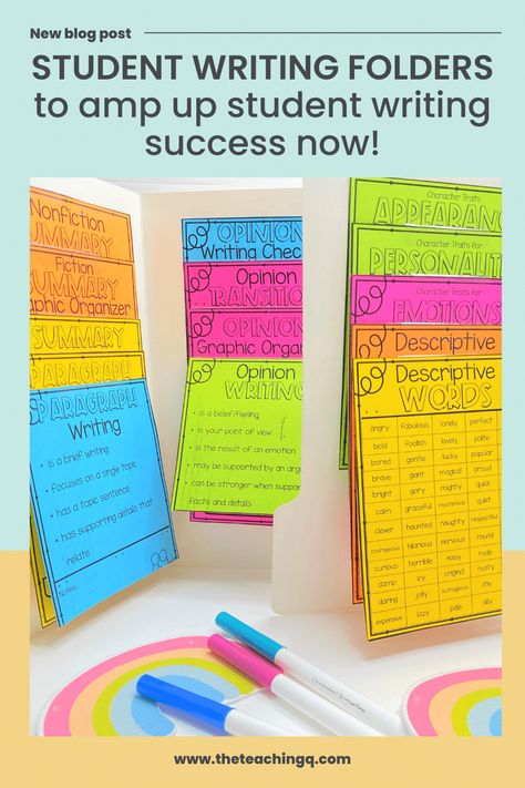 Writing Office Folders, Expository Writing Activities, Narrative Writing Checklist, Student Writing Folders, Narrative Writing Lessons, Writing Reference, Second Grade Writing, Writing Office, Classroom Organization Elementary