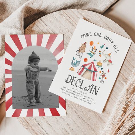 Photo Circus Birthday Invitation | Carnival - Birthday Invitation Circus Birthday Party Decorations, Vintage Circus Birthday Party, Carnival Birthday Theme, Circus First Birthday, Circus Birthday Invitations, Carnival Birthday Invitations, Circus 1st Birthdays, Circus Invitations, Circus Birthday Party Theme