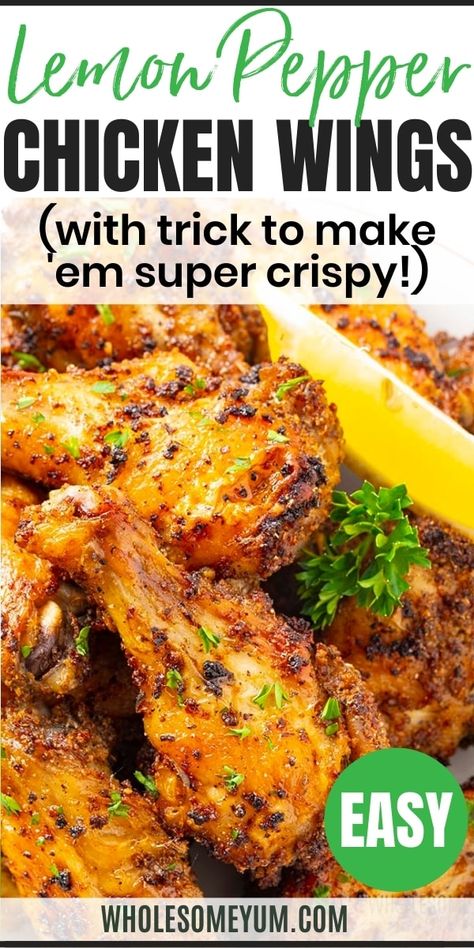 Baked Lemon Pepper Chicken Wings Recipe, Spiceology Recipes, Lemon Pepper Wings Recipe, Baked Lemon Pepper Wings, Lemon Pepper Chicken Wings Recipe, Wings Recipe Baked, Baked Lemon Pepper Chicken, Pepper Chicken Wings, Wing Sauce Recipes