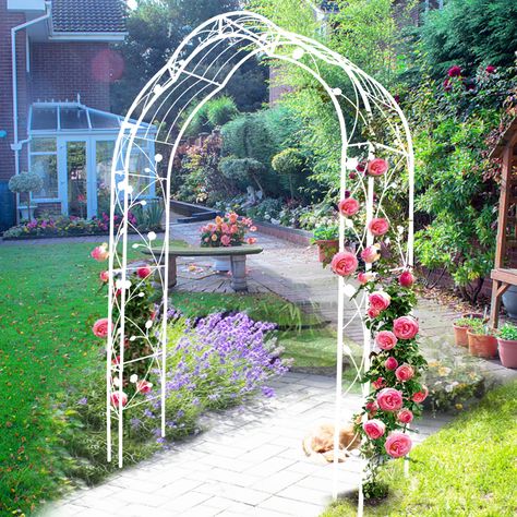 PRICES MAY VARY. SUBTLE SHADING: The overhead arch's open design provides ample space for foliage to grow and create natural coverage. PLANTS SUPPORTING ARCH: This metal garden arbor is perfect for supporting all kinds of flowering trellis plants, wall-climbing vines, or for displaying small hanging accent decorations. DURABLY BUILT: Made of strong, powder-coated wrought iron, this enchanting gazebo arch can stand up to harsh weathering for high-quality performance and good looks throughout the Metal Garden Arch, Arbor Trellis, Metal Arbor, Rose Arch, Garden Archway, Climbing Plant Support, Garden Arch Trellis, Arbors Trellis, Tiered Planter