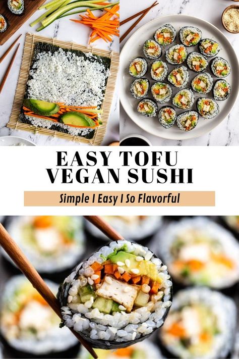 Vegetarian Sushi Recipes, Vegetarian Sushi Rolls, Tofu Sushi, Sushi Fillings, Sushi Recipes Homemade, Veggie Sushi, Vegetarian Sushi, Sushi Roll Recipes, Sushi Recipe