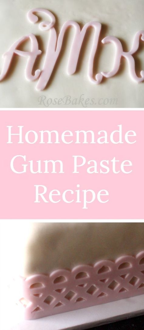 Homemade Gum Paste Recipe Gum Paste Recipe, Homemade Gum, Gumpaste Recipe, Fondant Tips, Cricut Cake, Fondant Recipe, Paste Recipe, Gum Paste Flowers, Modeling Chocolate