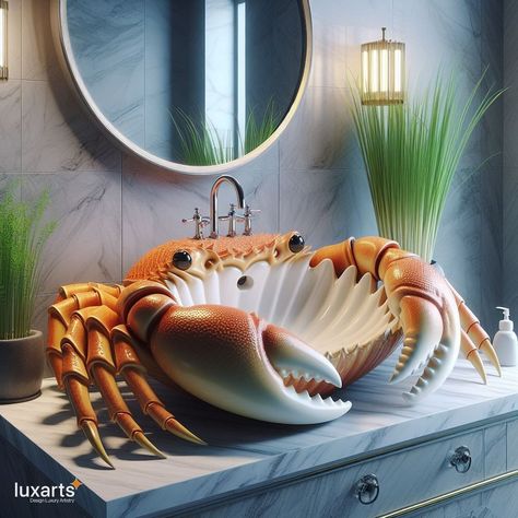 Sea Creature Sinks 🌊🚰🦑 #seacreaturesinks #underwaterbathroom #luxuriousgrooming Dive into luxury with Sea Creature Sinks, where the beauty of the ocean meets your grooming routine. From seashell-shaped basins to intricate octopus designs, each sink becomes a stunning centerpiece for your bathroom. Elevate your grooming space with Sea Creature Sinks, where every wash is an underwater-inspired indulgence. 🚿🐚✨ Amazing Bedroom Designs, Unusual Furniture, Beach Theme Bathroom, Octopus Design, Bathtub Design, Inspired Interiors, Beach Themed Party, Bathroom Decor Ideas, Kitchens And Bedrooms