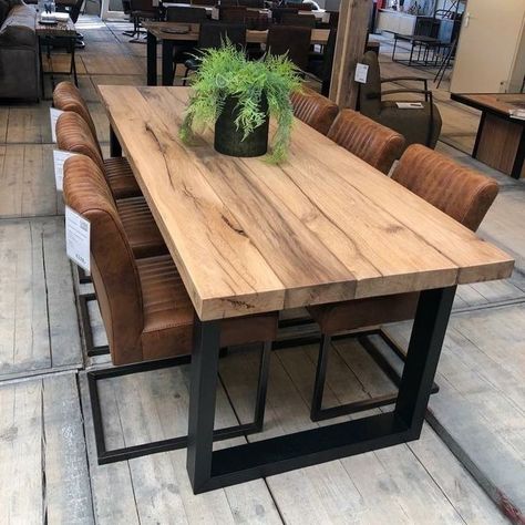 Wood Slab Dining Table, Diy Esstisch, Farmhouse Home Design, Wood Dining Table Modern, Diy Dining Room Table, Plank Table, Wood Dining Room Table, Dining Table Rustic, Diy Dining Room