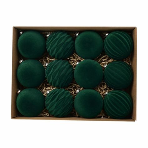 PRICES MAY VARY. Set of 12 Velvet Ornaments for Christmas Tree: This set includes 12 beautifully crafted Christmas tree ornaments, each covered with a velvet-like coating, adding an extra touch of elegance and sophistication to your festive decorations. The soft velvet texture adds a delightful tactile element to your holiday setup Versatility in Style: These neutral Christmas ornaments blend seamlessly with various interior design styles such as Farmhouse, Boho, Scandinavian, and more. Whether Emerald Green And Gold Christmas Tree, Dark Green Christmas Decor, Green And Gold Christmas Decor, Velvet Christmas Ornaments, Velvet Ornaments, Future Christmas, Holiday Gift Exchange, Forest Christmas, Green Xmas