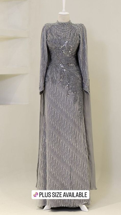 Evening Dress Modest, Grey Embroidered Dress, Embroidery Wedding Dress, Modest Woman, Dress Islamic, African Attire Dresses, Village Wedding, Muslim Evening Dresses, Muslim Wedding Dresses