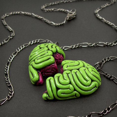 Creation Art, Bff Necklaces, Best Friend Necklaces, Friend Necklaces, Funky Jewelry, Polymer Clay Charms, Clay Charms, Polymer Clay Art, Gothic Jewelry