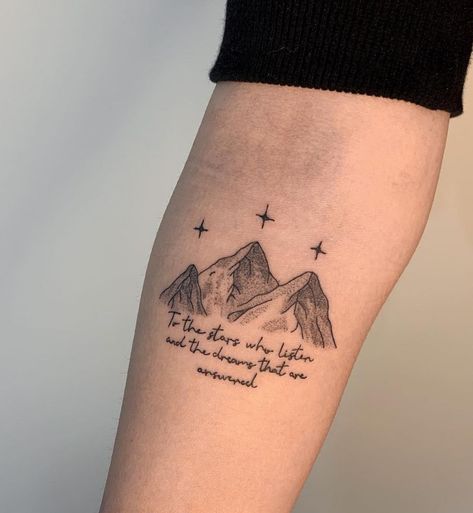 To The Dreams That Are Answered Tattoo, To All The Stars Who Listen, Acotar To The Stars Who Listen Tattoo, To The Stars That Listen And The Dreams, To The Dreams That Are Answered, A Court Of Mist And Fury Tattoo Ideas, Acotar Tattoos To The Stars Who Listen, To All The Stars Who Listen Tattoo, To The Stars That Listen