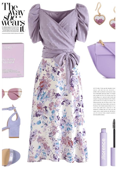 Love Lavender Outfit | ShopLook Lavender Dress Casual Classy, Lavender Skirt And Top, Lavender Casual Outfit, Lavender Outfit Ideas Casual, Lavender Summer Outfit, Lavender Dress Outfit Casual, Lavender Fashion Outfits, Elegant Dresses For Women Over 40, Lavender Outfits For Women