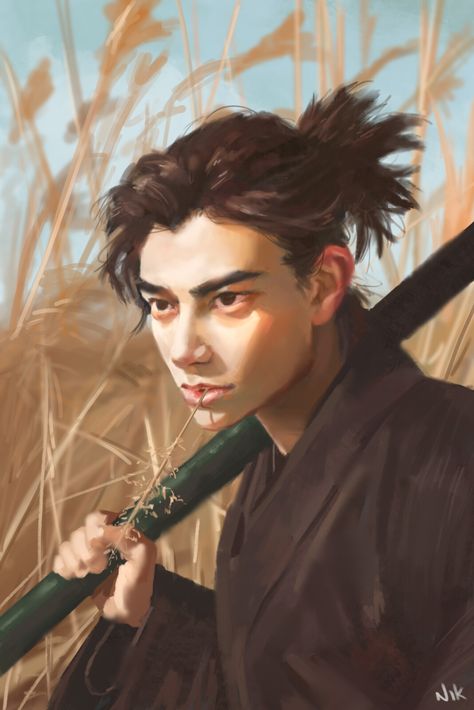 Male Samurai Art, Samurai Dnd Character, Japanese Character Design Male, Asian Dnd Character, Samurai Oc Male, Asian Character Art, Japanese Character Art, Asian Character Design Male, Samurai Character Art