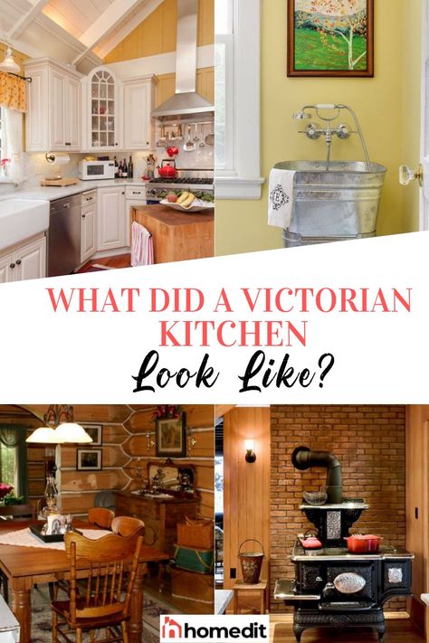 It doesn’t matter how much time you spend in the kitchen, you want it to be a room that makes you feel comfortable. If you want a kitchen island, then find a kitchen island that works for you. If you want a Victorian kitchen, then make it happen. 1800s Victorian Farmhouse, Victorian Country Kitchen, Folk Victorian Farmhouse Kitchen, Victorian Countertops, Folk Victorian Kitchen, Victorian Farmhouse Kitchen Vintage, Victorian Kitchen Sink, Victorian Kitchen Colors, Small Victorian Kitchen Ideas