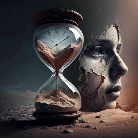 Photo a woman's face is shown with a hou... | Premium Photo #Freepik #photo #hourglass #sand-time #sand-glass #sandglass Time Sand Clock, Hourglass Photography, Sand Watch, Sand Hourglass, Sand Drawing, Education Logo Design, Cd Cover Design, Sand Clock, Sands Of Time