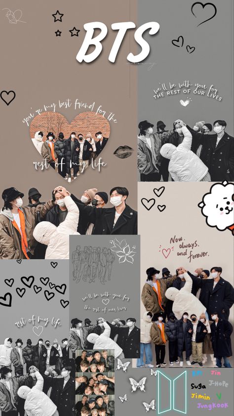 Bts Group Photo Wallpaper, Bts Collage, Seni Korea, Iphone Wallpaper Bts, Bts Wallpaper Desktop, Bts History, Bts Backgrounds, Bts Aesthetic Wallpaper For Phone, Bts Group Photos