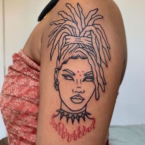 Afro Tattoo Ink Black Women, Black Culture Tattoos, Black Goddess Tattoo, Tattoo Ideas Black, Afro Tattoo, Nefertiti Tattoo, Tattoo Gold, African Tattoo, Kunst Tattoos