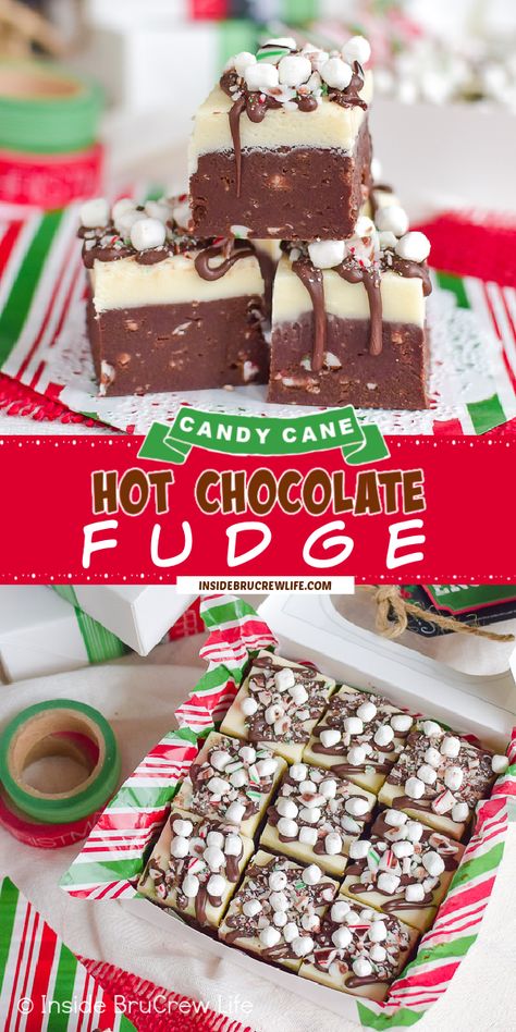 Candy Cane Fudge Easy, Candy Cane Fudge Recipe, Fall Fudge Recipes Easy, Easy Desserts For Christmas Party, Gourmet Fudge Recipes, Easy Fudge Recipe 3 Ingredients, Chocolate Fudge Recipes, Hot Chocolate Fudge Recipe, Christmas Fudge Recipes