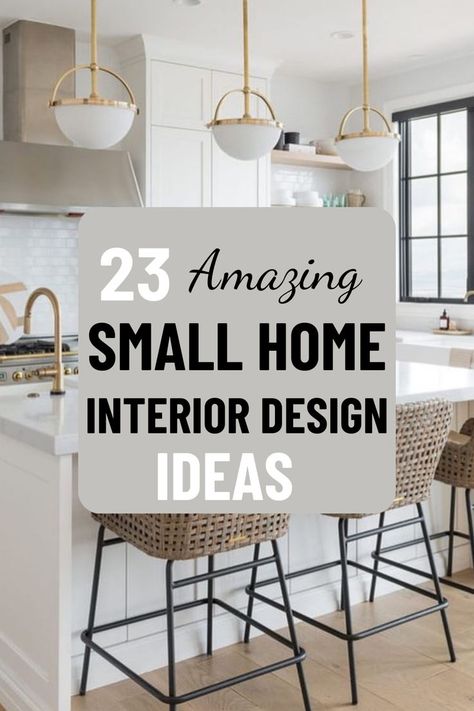 HEY EVERYONE! WE ARE SO EXCITED TO SHARE 23 CUTE SMALL HOME INTERIOR DESIGN IDEAS FOR YOUR KITCHEN! WE LOVE THE NEUTRAL COLOR THEME THIS YEAR. WE HAVE MINIMALIST IDEAS TO HELP YOU ORGANIZE AND ADD SOME POPS OF GOLD ALONG WITH SUBTLE DECOR. THESE DESIGNS ARE PERFECT FOR YOUR SMALL HOME OR APARTMENT ON A BUDGET. WE HOPE YOU LOVE THIS POST. HAPPY DECORATING :) #BEDROOM #LIVINGROOM #TINYHOUSES #APARTMENTS #CREATIVE #MINIMALIST #TINYHOUSESINTERIORS How To Decorate A Small House, Cool Interior Design Ideas, Small Home Decorating, New Home Inspiration, Small Home Decor Inspiration, Small Houses Interiors, House Furnishing Ideas, Small Homes Interior, Tiny House Decorating Ideas