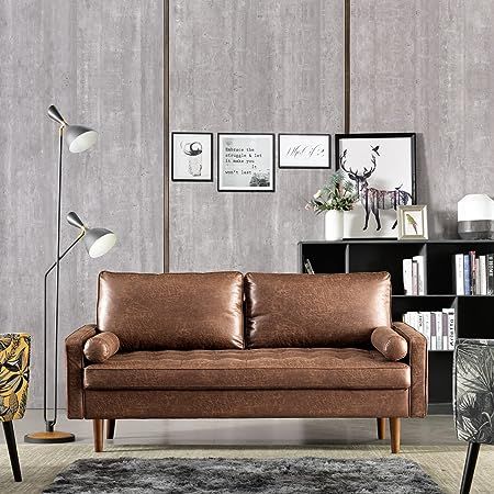 Mid Century Loveseat, Couches For Small Spaces, Small Couch, Small Space Bedroom, Leather Loveseat, Décor Diy, Loveseat Sofa, Comfortable Seating, Living Room Sofa