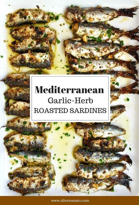 Mediterranean Garlic and Herb Crusted Roasted Sardines Recipes Using Sardines, Recipes For Sardines, Roasted Sardines, Canned Sardines Recipes, Anchovies Recipes, How To Eat Sardines, Canned Fish Recipes, Canned Sardines, Sardine Recipes