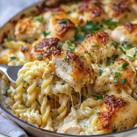 Family Dinners With Chicken, Creamy Garlic Chicken Parmesan Pasta, Classic Home Cooked Meals, Creamy Garlic Parmesan Chicken Bake, Creamy Chicken Parmesan Pasta, Comfort Casseroles Dinners, Creamy Garlic Parmesan Chicken Pasta Bake, Garlic Parmesan Chicken Bake, Garlic Parmesan Chicken Pasta Bake