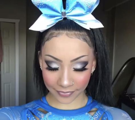 Cheer makeup Competition Makeup Cheerleading, Cheer Comp Eyeshadow, Comp Cheer Makeup, Comp Makeup Cheer, Allstar Cheer Makeup, Competitive Cheer Makeup, All Star Cheer Makeup, Cheer Eyeshadow, Cheerleading Makeup Ideas