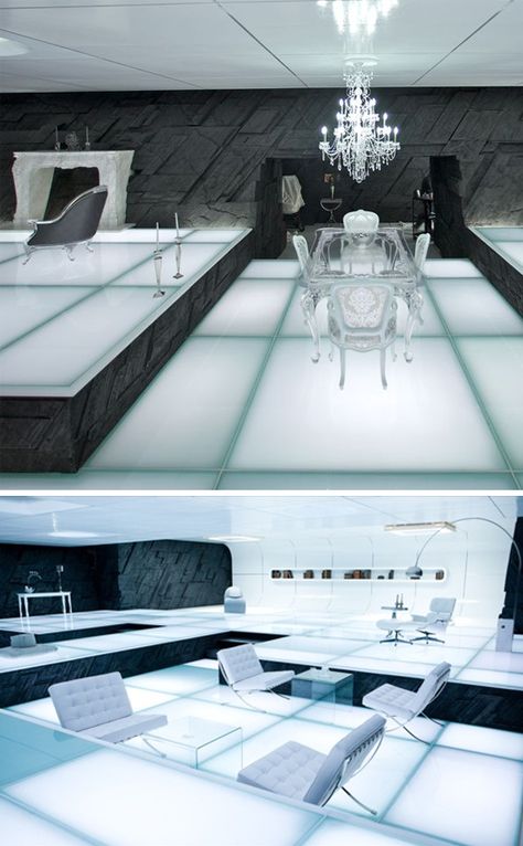 I love the sets on Tron Legacy! Tron Legacy Aesthetic, Tron Aesthetic, Futuristic Kitchen Design, Sci Fi Furniture, Futuristic Office, Futuristic Interior Design, Paper Blog, Tron Legacy, Futuristic Home