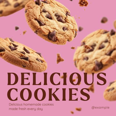 Delicious cookies Instagram post template, editable design | premium image by rawpixel.com / Aum Cookie Business Instagram Feed, Cookie Instagram Post, Cookies Instagram Post, Cookies Instagram Feed, Bakery Post Ideas, Cookies Poster Design, Cookies Graphic Design, Cookies Marketing, Cookies Logo Design