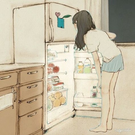 Fridge scavaging Seni Dan Kraf, Japon Illustration, Blue Eyed, Brown Aesthetic, Gothic Art, الرسومات اللطيفة, Anime Scenery, Pretty Art, Art Sketchbook