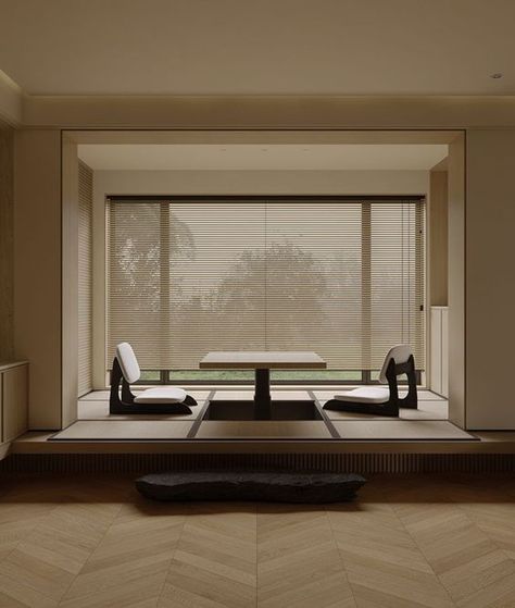 Tea House Interior, Japanese Blinds, Japanese Inspired Bedroom, Loft Style Interior, Japan Interior, Tatami Room, Japanese Home Design, Zen House, Built In Furniture