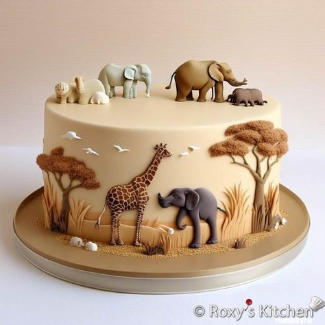 Elephant Bday Cake, Tortoise Cake Birthdays, Cake Pop Cake Birthdays, Jungle Cake Design, New Cake Designs Unique, Animal Theme Cakes For Kids, Kitchen Cake Design, Noah’s Ark Cake, Animals Cake Design