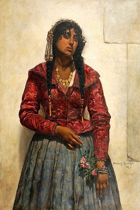 Romani Dress, Romani Clothing, Romani Woman, Romani People, Paintings Of People, Roma People, Women In Art, Traditional Attire, Married Woman