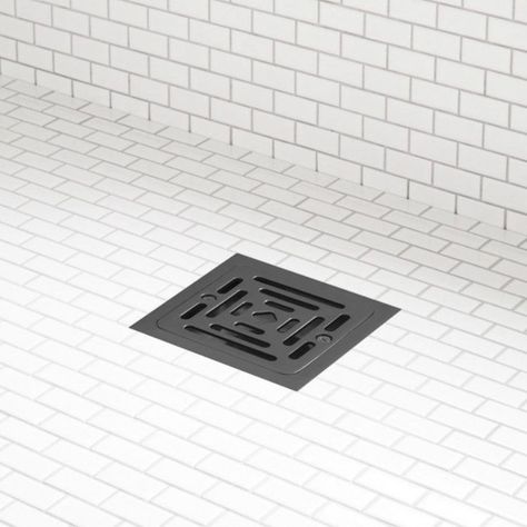 Signature Hardware Adelphi square shower drain MATTE BLACK New Jersey House, Square Shower Drain, Linear Shower Drain, Shower Fixtures, Shower Drain, Signature Hardware, Bathroom Inspiration, Oil Rubbed Bronze, Height Adjustable