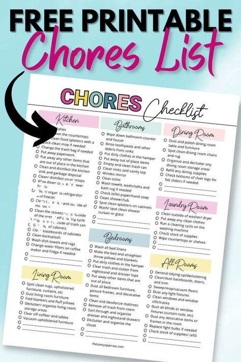 House Chores List For Adults Weekly, Ultimate Household Chore List, Daily Household Chore List, Chore Lists For Adults, Printable Chore List For Adults, Master Chore List, Household Tasks List, Household Responsibilities List, Cleaning Lists By Room