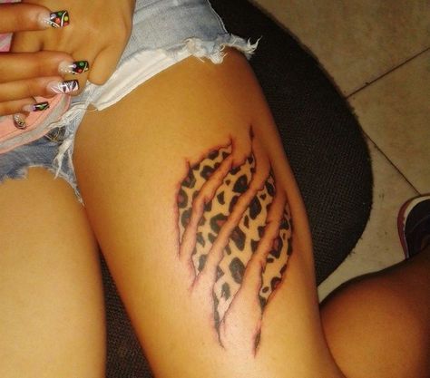 Wild side Animal Print Tattoo, Scratch Tattoo, Cheetah Print Tattoos, Leopard Print Tattoos, Cheetah Tattoo, Claw Tattoo, Hip Tattoo Designs, Leopard Tattoos, Mark Tattoo