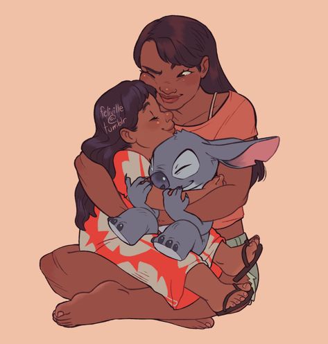 Felipe González — Ohana Disney Thoughts, Disney References, Wholesome Art, Disney Genderbend, Digital Art Inspiration, Disney Kiss, Wholesome Moments, ليلو وستيتش, Ya Literature