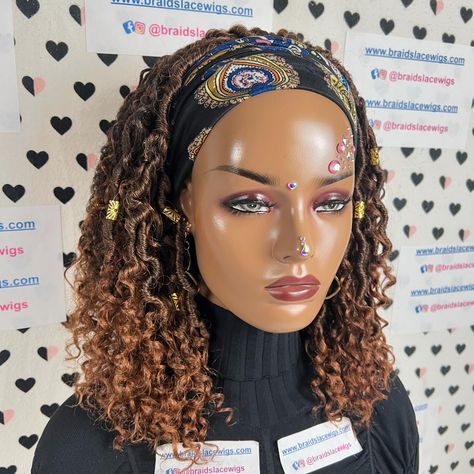 Faux Locs Curly Headband Braided Wig To order, go the website 👉 www.braidslacewigs.com . . . . . . #braidedwigs #braidstyles #headbandwig #braidideas #shortcurlyhair #bohobraids #locstylesforwomen #boxbraidstyles #shortbraids #goddessboxbraids #wigbraids #wigmaker #wigstylist #hairinspiration #vacationbraids #braidlife #headbandwig #trendinghairstyles #handmadewigs #summerbraids #locwig #blackgirlhairstyles #africanhairbraiding #africanhairstyles #lacefrontwigs #locstyles #crochetbraid #locs... Braid Crown Wig, Headband Braided Wigs, Full Lace Braided Wigs, Black Braided Wig, Synthetic Curly Hair, Faux Dreads, Summer Braids, Wavy Curls, Short Braids