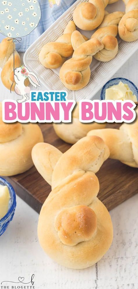 Bunny Buns are the perfect addition to your Easter table. Soft and slightly sweet bread rolls are shaped to look like a cute bunny! I’ll give you the fully homemade recipe and share the easy trick to making them quickly! The super soft dough is easy to work with, making this a fun recipe for little helpers! Easter bunny rolls are fun to make and even more fun to eat. Easter Bunny Rolls, Easter Rolls, Bunny Rolls, Cute Easter Desserts, Bunny Buns, Bunny Bread, Sweet Bread Rolls, Easter Appetizers, Easter Dishes