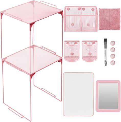 Amazon.com: Ctosree 13 Pcs Locker Organizer and Decorating Kit First Day of School Essentials, Locker Shelf, Marker Holder, Whiteboard, Dry Erase Marker, Cloth, Mirror, Magnet for Classroom School Locker (Pink) : Office Products Decorated School Lockers, Cute Locker Ideas, School Locker Organization, School Locker Decorations, Middle School Lockers, Locker Shelf, Locker Organizer, Small Lockers, Locker Shelves