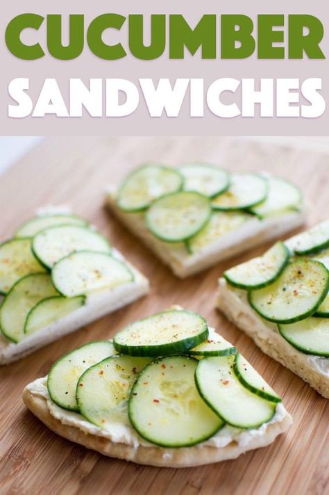 Cucumber Sandwiches with cream cheese on pita bread. Cucumber Cream Cheese Sandwiches, Cream Cheese Sandwiches, Study Snacks, Power Snacks, Whole Wheat Pita, Cucumber Sandwiches, Tea Sandwiches, Snacks For Work, Pita Bread