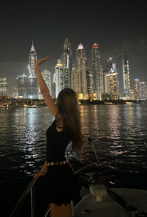 boat party - dubai marina night - yachts - city lights - burj al arab - tower - dubai - summer aesthetic - travel goals - instagram story inspiration - trendy - pretty sky - sunset - sunrise - trendy #aesthetic #burjkhalifa #dubai #summer #travel #instagram #inspiration #trendy #photography #sky #sunset #sunrise Dubai Inspo Pics, Dubai Vision Board, Sky Diving Dubai, Dubai Travel Aesthetic, Dubai Aesthetic Photography, Dubai Instagram Story, Dubai Marina Night, Dubai Pics, Dubai Pictures